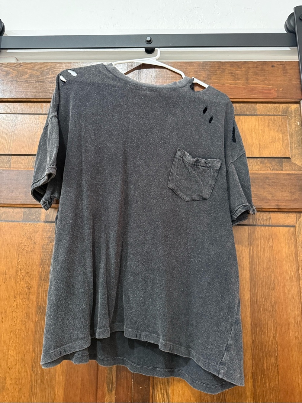We The Free Washed Black Distressed Pocket Tee